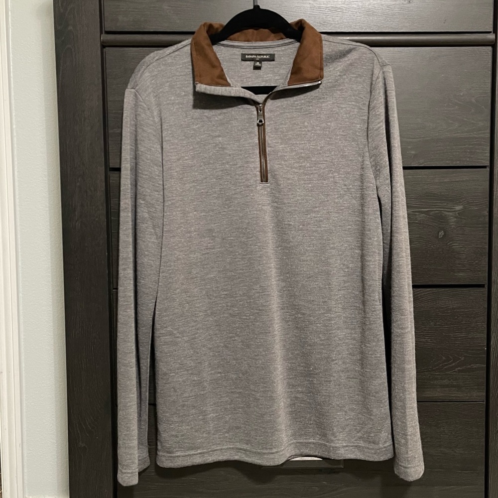 Banana Republic Gray and Brown Men's Sweater